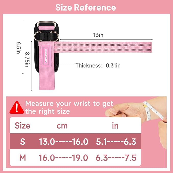 MANUEKLEAR Non-Slip Wrist Straps for Weightlifting Deadlifting, Gym Lifting Straps with D Rings for Cable Machine Workout, 10mm Neoprene Padded Weight lifting Wrist Wraps for Men Women