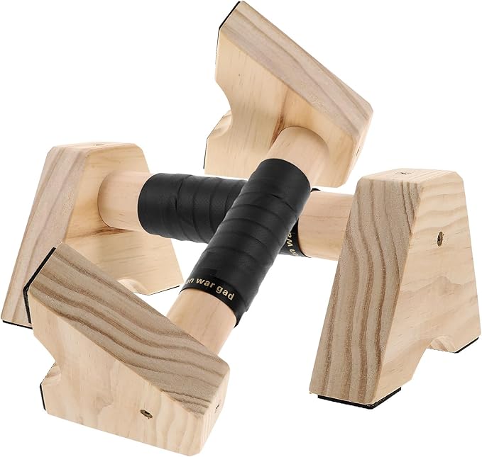 TOYANDONA Wooden Push up Bars Parallettes Push down Bar Set 30cm Beech Wood Anti-slip Handles Strength Training Equipment for Men Women Home Gym Calisthenics