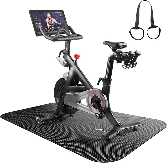 Treadmill Mat,Bike Mat,Stationary Bike Mat,Foldable Treadmill Mat for Hardwood Floors and Carpet.for Exercise Bike,Exercise Equipment Indoor Cycles,Rowing Elliptical (32" X 74.8")