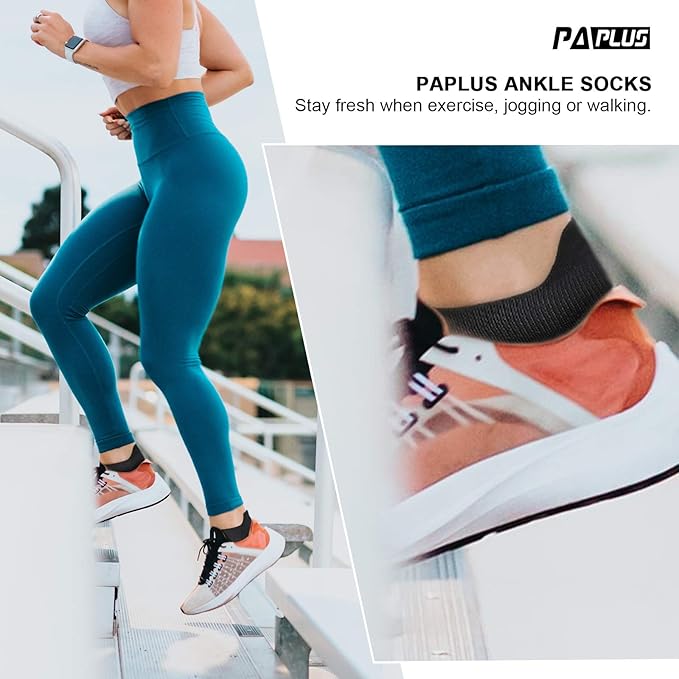 PAPLUS Compression Running Socks Women (6 Pairs), Ankle Athletic Socks Low Cut with Arch Support