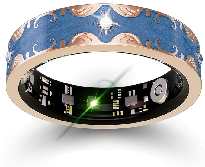 Smart Ring for Women Gift, Fitness & Vital Signs Monitoring, Sleep Tracker/Remote Photography/No Subscription(Blue,7#)