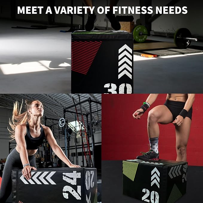 Hipicute Plyometric Jump Box, 3 in 1 Soft Plyo Box Plyo Jumping Exercise Box for Home Gym