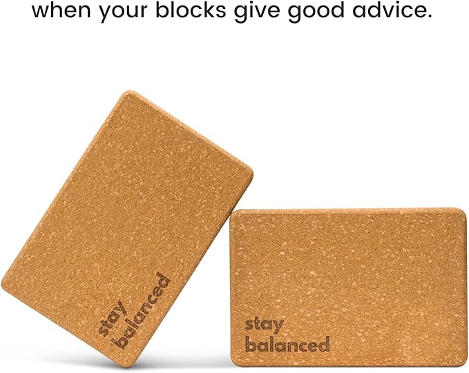 Cork Yoga Blocks 2 Pack – High Density Non Slip with Select Cork Grain for Chip-Resistant Durability | Extra Thick 4” for Support & Stability | Natural, Smooth, and Crumble Free | Body By Yoga