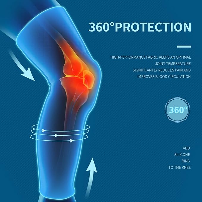 Full Leg Sleeves Long Compression Leg Sleeve Knee Sleeves Protect Leg, for Man Women Basketball, Arthritis Cycling Sport