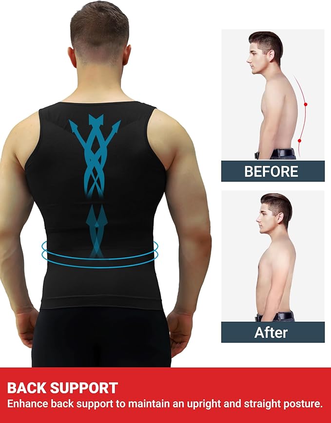 MEETYOO 1/2/3 Pack Men's Shaper Slimming Tank Top Athletic Compression Shirt with Sleeveless Undershirts for Men