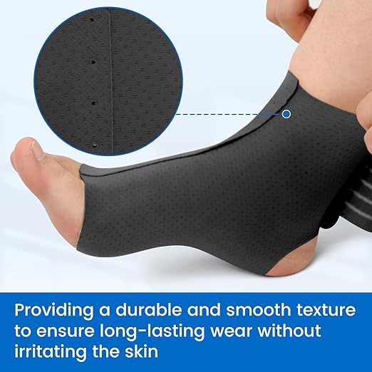 Velpeau Foot & Ankle Support Brace Compression Sleeve with Adjustable Strap, Elastic Wrap for Plantar Fasciitis, Achilles Tendonitis, Sprained, Sports Bandage Sock for Men & Women (Single, Black, L)