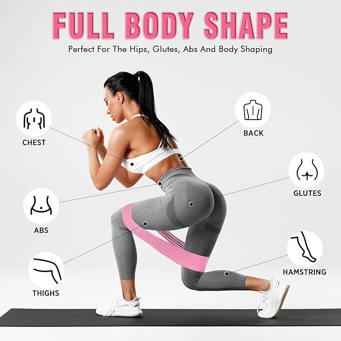 12 Pcs Fabric Resistance Bands for Working Out Booty Workout Stretch Exercise Bands Non Slip for Legs Squat Resistance Loop for Women Men Starter Butt Hip Thigh Fitness