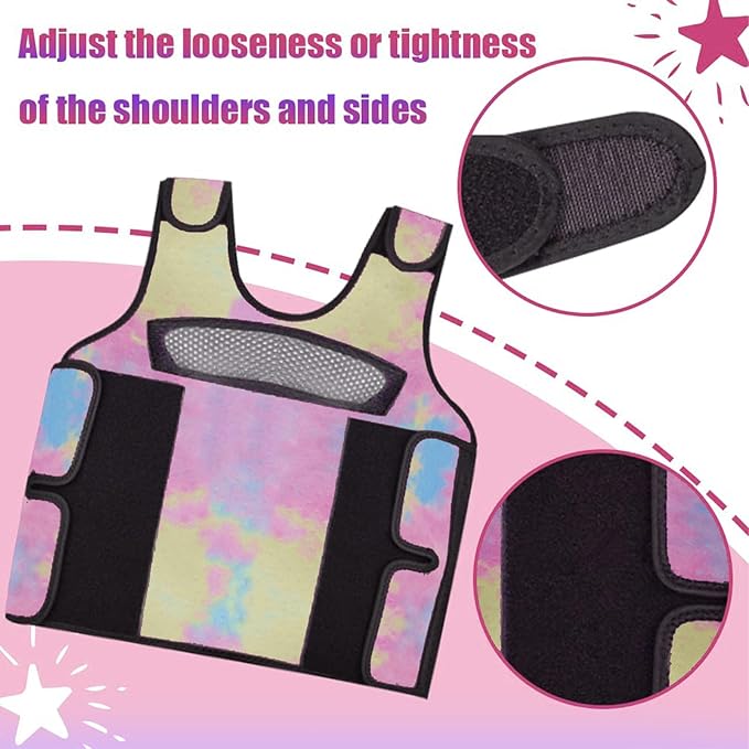 Compression Vest for Kids-Rainbow, Weighted Vest for Kids Including 6 Removable Weights, (Medium, Ages 5 to 9)