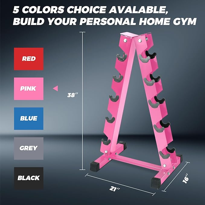 RitFit 250LB/300LB/350LB/550LB/650LB Rubber Hex Dumbbell Sets with Weights Rack, Multiple Color Choices Available, Great Gym Equipment for Home, Strength Training, Workouts