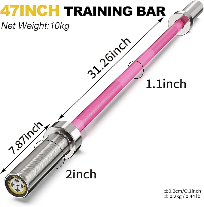 POWER GUIDANCE Chrome Olympic Barbell Bar, 2 Inch Weight Bar for lifting, Hip Thrusts,Universal Strength Training Bars 4ft/5ft/6ft