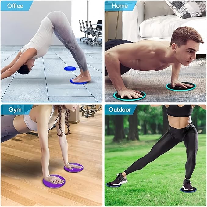 Core Sliding Discs - Dual Sided Workout Sliders for Carpet & Hardwood Floor - Home Ab Pads Exercise Equipment Fitness Sliders for Women and Men