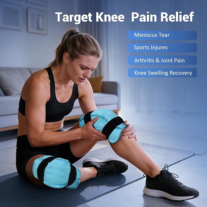 Comfytemp 3D Knee Ice Pack Wrap for Injury Reusable Gel, Knee Cold Pad Brace, Hot Cold Therapy for Meniscus Tear, Leg Pain, Knees Replacement, Arthritis, Muscle Recovery, After Surgery Use - 2 Packs