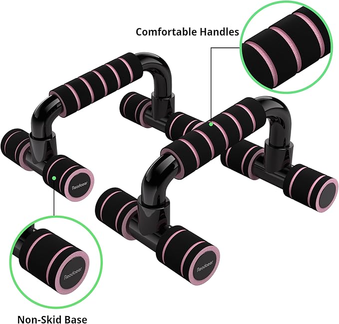 READAEER Push Up Bars Gym Exercise Equipment Fitness 1 Pair Pushup Handles with Cushioned Foam Grip and Non-Slip Sturdy Structure Push Up Bars for Men & Women