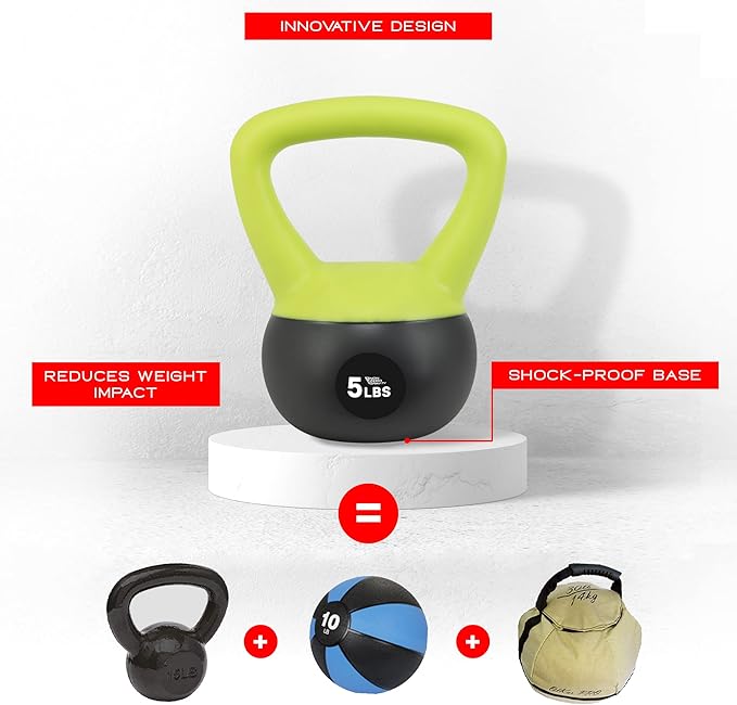 NonZero Gravity Iron Sand Soft Kettlebell with PVC Shell, Shock-Absorbing Base & Extra-Wide Grip for Versatile Workouts | Durable Strength Training Equipment
