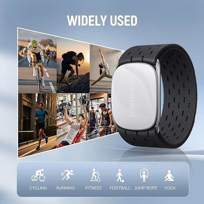 ANT+ Bluetooth Heart Rate Monitor, Portable Arm Heart Rate Monitor, 140 Hours Battery Life, Real Time Monitoring, Custom Interval, Waterproof, Use for Running Cycling Gym, ect (Long)