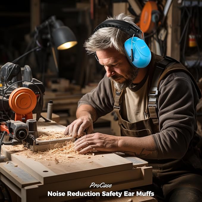 ProCase Noise Reduction Ear Muffs, Sound Proof Ear Protection, NRR 28dB Noise Cancelling Headphones for Adults Kids Autism, Hearing Protection for Shooting Gun Range Mowing -Pure Blue