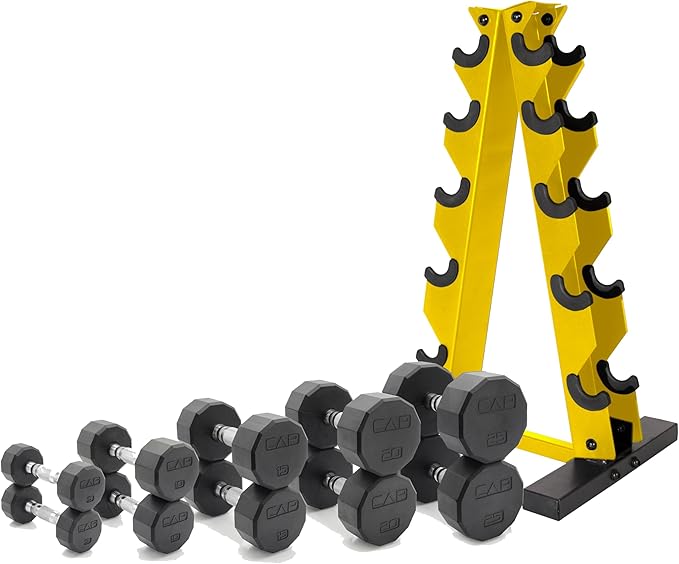 CAP Barbell 150 LB Coated Hex Dumbbell Weight Set with Vertical Rack | Multiple Options