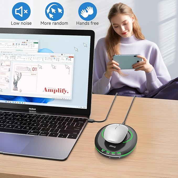Ultra Slim Undetectable Mouse Mover, Mouse Jiggler with Adjustable Interval Timer & Breathing Light, Simulates Realistic Mouse Movement for Keeping Computer Laptop Active Office Home Remote Work