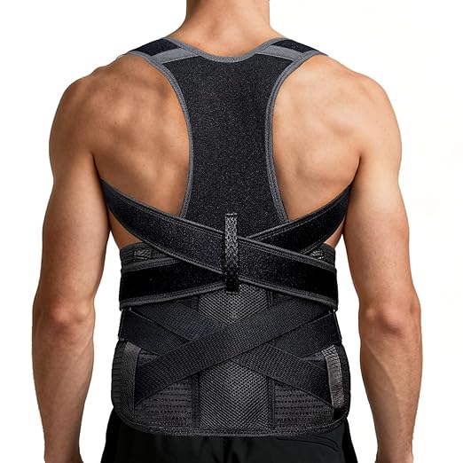Upgraded Posture Corrector for Women & Men, Back Brace for Upper/Lower Back Pain, Herniated Disc, Sciatica,Adjustable Support & Bionic Panel L (34"-38")