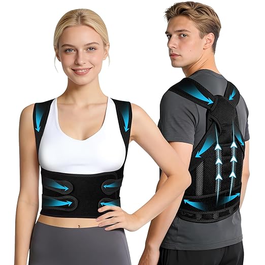 Back Brace Posture Corrector for Women and Men Upper Back Support for Neck, Shoulder & Back Pain Relief, and Better Scoliosis Hunchback Support, Comfortable Adjustable Spine Support for Office, Work and Home（Black/Small)