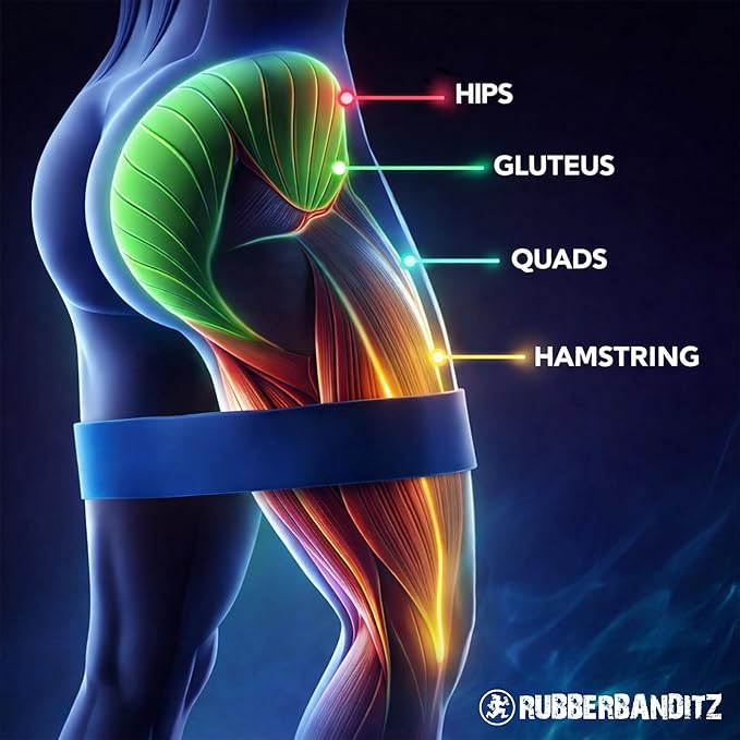 Rubberbanditz Extra Thick Booty Bands - for Glutes and Legs Workouts - Includes eGuide for Women - Mini Loop Exercise Band Engages HIPS, Thighs, Butt, and Abs - 5 Mini Resistance Band Sizes 5-100 lbs