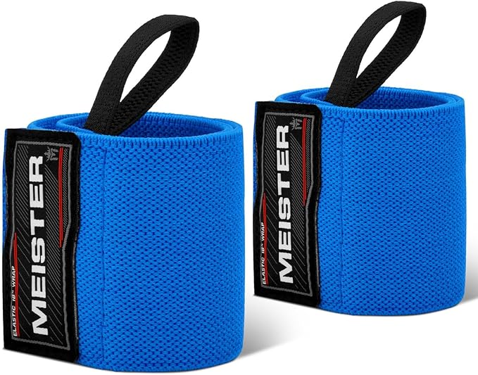 Meister 18" Elastic Wrist Wraps - Heavy-Duty Support for Weightlifting, Strength & Cross Training