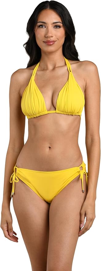 Island Goddess Rouched Halter Bikini Swimsuit Top