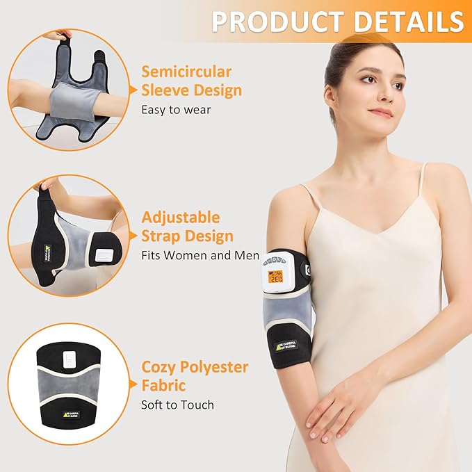 AOKESTE Cordless Elbow Heating Pad for Tendonitis and Tennis Elbow,Vibration Elbow Massage for Pain,Rechargeable 5000mAh Battery Heating Pad for Arm,Heated Elbow Brace for Joint Pain Relief(Low Noise)