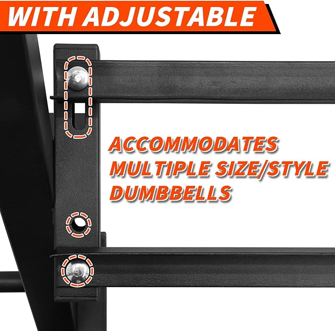 PENSUN Dumbbell Rack – 3 Tier Adjustable Weight Storage Stand with Side Barbell Plate Holder – Multi Purpose Home Gym Organizer for Dumbbells, Kettlebells, Barbell