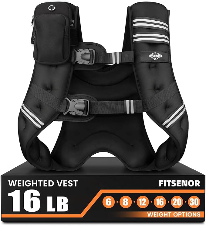 Weighted Vest for Women Walking, 6lb/8lb/12lb/16lb/20lb/30lb Strength Training Weight Vests with Phone Pocket, Comfortable Weighted Vest for Running Men, Rucking, Weight Loss, Gym Accessories