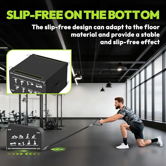 HANDBODE Hip Thrust Bench, Multi-Functional Slip-Free Hip Thrust Machine for Glute Bridge, Box Jump, Push-Ups, Squat, Ab Exercise, Suitable for Home & Gym