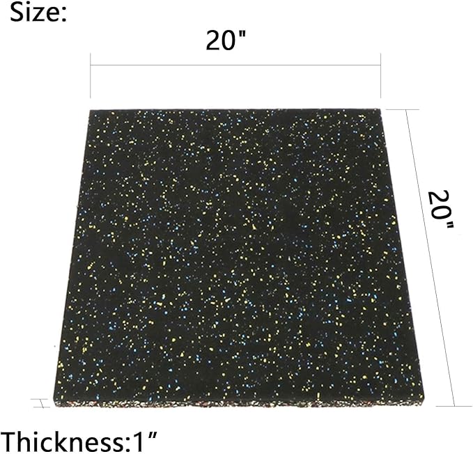 MYOYAY 4 Pack Interlocking Tile 20" x 20”x 1”Heavy Duty Rubber Flooring Mat Anti-Vibration Anti-Slip Exercise Mats for Gym Equipment and Cushion for Workouts, Cover 11.12 Sq.Ft…