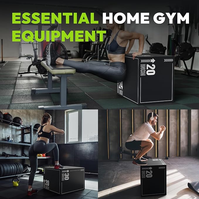 HANDBODE 3-in-1 Plyometric Box, Jumping Exercise Equipment Trainer with Non-Slip Surface for Workout Training, Pro-Duty HIIT Exercise Foam Plyo Box, Home Gym