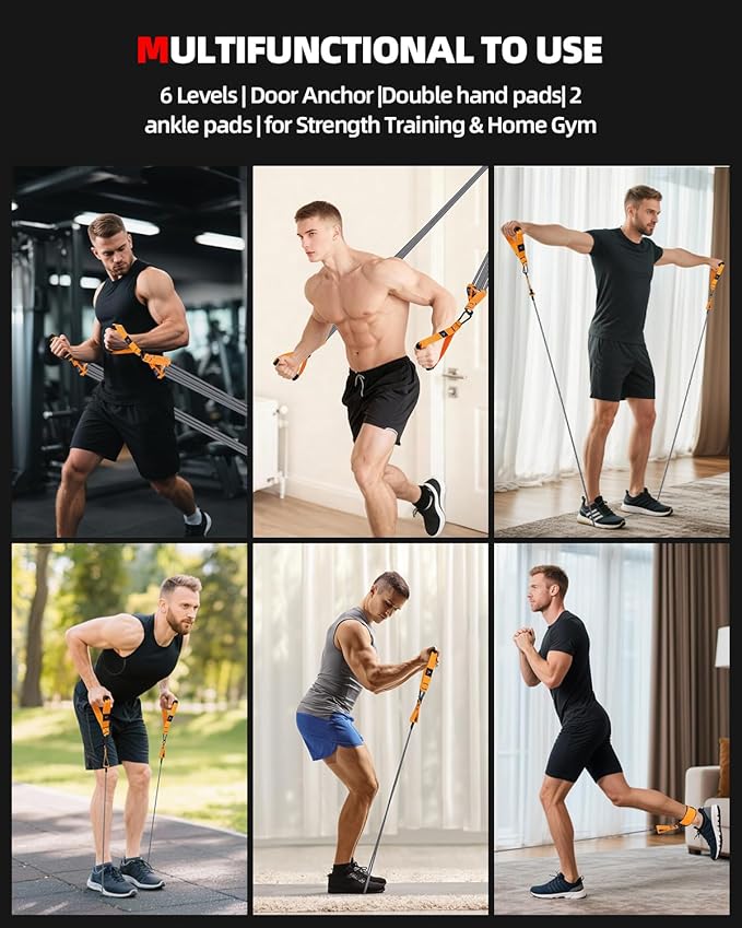 Abahub Arm Training Bands Set, Resistance Bands with Handles and Ankle Straps for Woman and Man, Set for Strength Training, Workout Bands for Arms, Exercise Bands for Home Gym