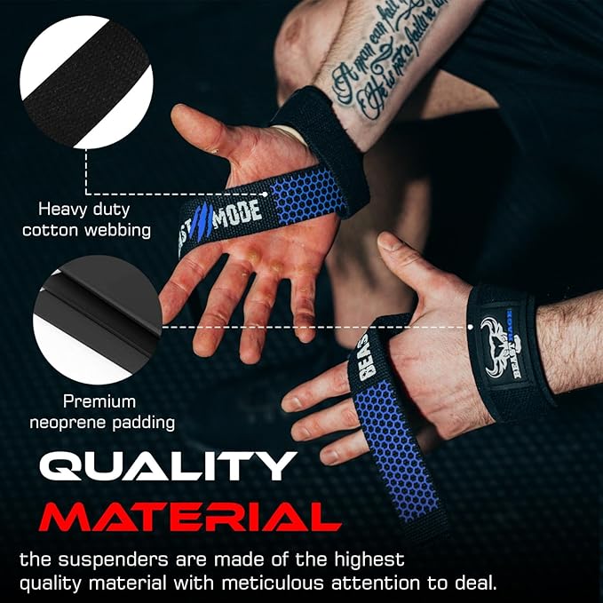 BEAST RAGE Lifting Wrist Straps for Weightlifting, Straps Gym Grip Power Workouts Lifting Straps Padded Cotton Men Women Wrap Lift, Deadlift Bodybuilding Weight Lifting Exercise Straps