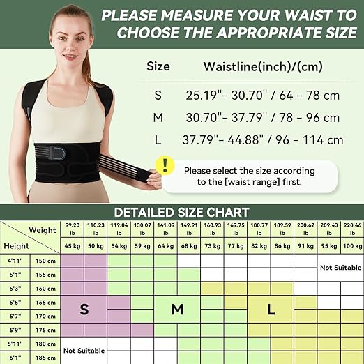 Back Brace Posture Corrector for Women and Men, 4-Point Back Support System for Upper/Lower Back Pain Relief, Scoliosis & Hunchback Correction, Adjustable & Breathable Shoulder Straightener, Medium
