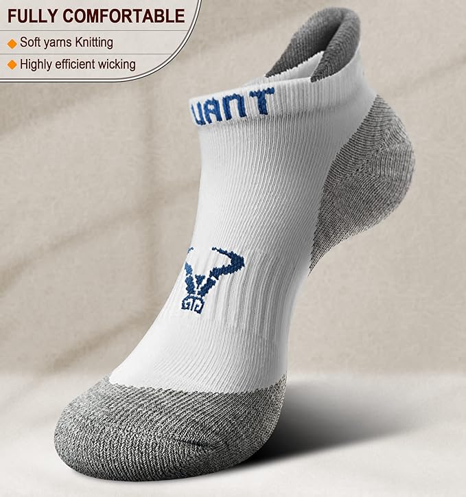 BULLIANT Men Running Socks,Active Ankle Socks No Show For Men With Cushioned Footbed Arch Support Breathable Wicking