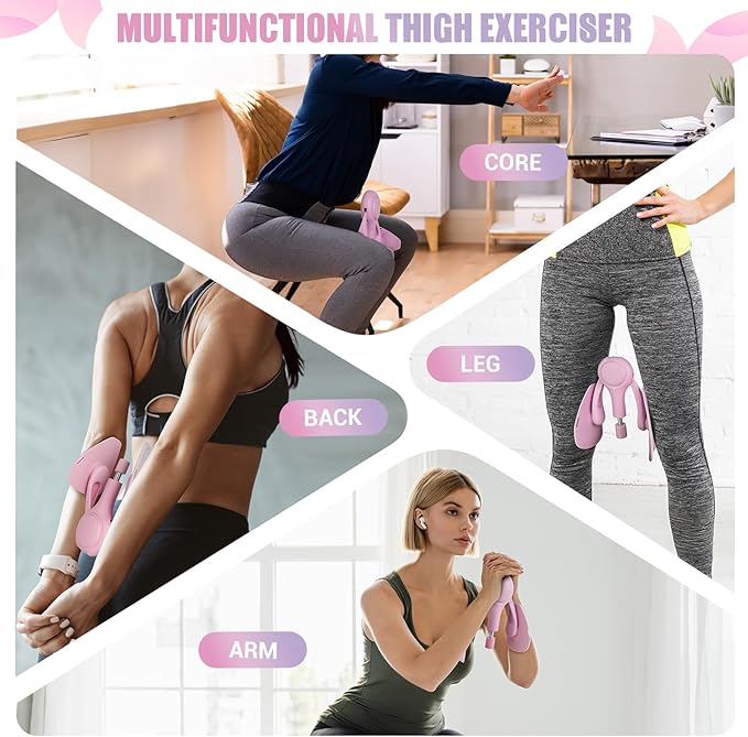 Thigh Trainer for Women, 15-70LB Adjustable Resistance Inner Thigh Exerciser for Pelvic Floor Muscle Repair, Thigh Workout Kegel Exercise Equipment for Shaping, Yoga & Weight Loss at Home Gym