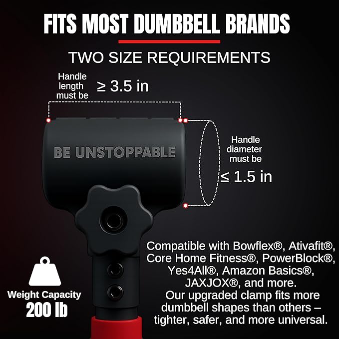 Dumbbell to Barbell Converter Set, Adjustable Weights, 200 lb Capacity, Steel Clamp, Home Gym
