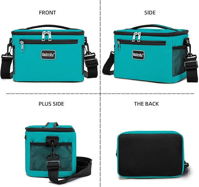 BEIMILY Lunch Box for Men/Women,Small Insulated Lunch Bag,Reusable LunchBox for work Picnic Hiking Beach,Leakproof Soft Cooler Tote Bag Organizer with Adjustable Shoulder Strap for Adults(Teal)