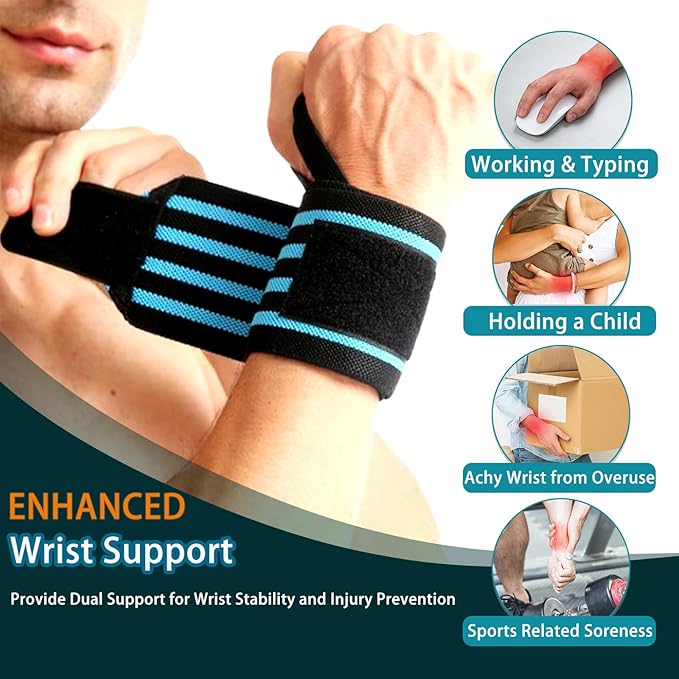 Wrist Wraps for Weightlifting 18" Professional Gym Wrist Straps for Lifting with Heavy Duty Thumb Loop Support for Powerlifting,Bench,Cross Training, Elastic Wrist Brace for Men Women Work Out