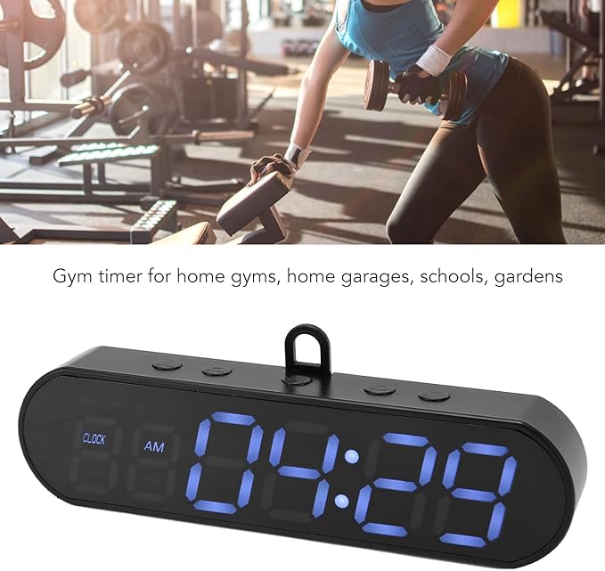 Portable Gym Timer, USB Rechargeable Magnet Workout Clock Large Dispaly Interval Timer Stopwatch with Buzzer, HIIT Tabata Boxing Timer for Home Exercise