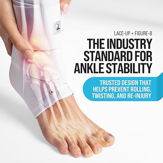 Z ATHLETICS Ankle Brace for Women & Men - Lace Up Adjustable Support with Side Stabilizers for Sprained Ankle, Achilles Tendonitis Relief | Basketball, Volleyball, Running & Sports Recovery