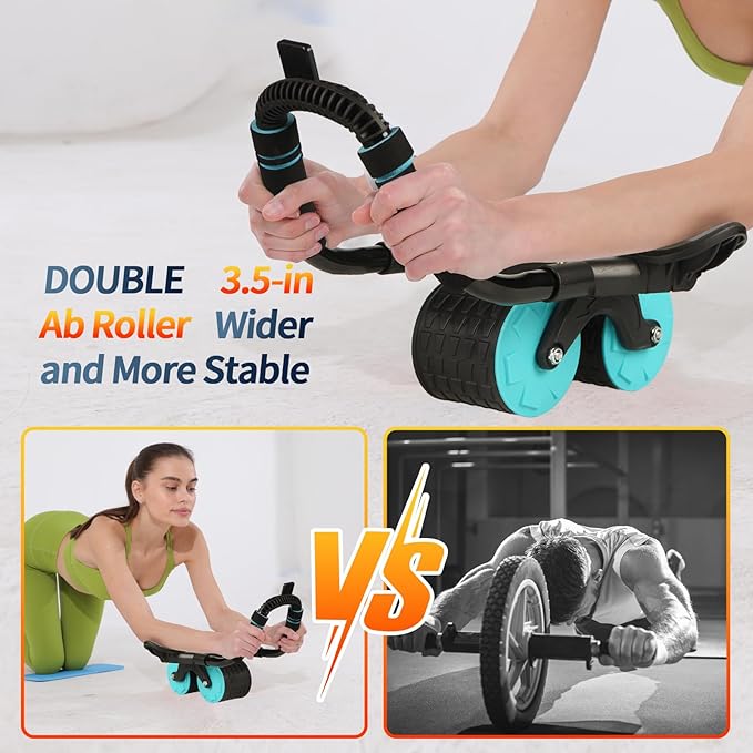 2026 Upgraded Automatic Rebound Ab Roller with Elbow Support, Dual Wide Wheel Ab Workout Equipment for Core Strength Training, Silent Ab Wheel for Beginners Men Women Home Gym Fitness