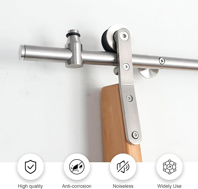 DIYHD 6.6FT Stainless Steel Sliding Library Ladder Hardware Kit, Bottom Wheel with Brake,300 lbs Capacity, Satin Finish (No Ladder)