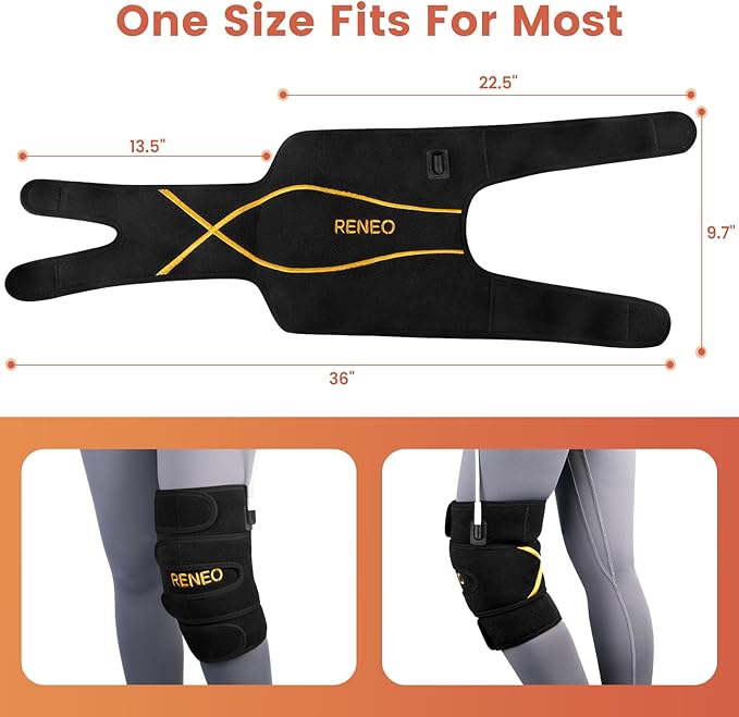 RENEO Electric Heating Pad for Knee Relief, Auto Shut-Off Wearable Knee Wrap, Elbow Heated Brace with Support, Discomfort Relief Gifts for Elders, 3 Heat Levels, Black