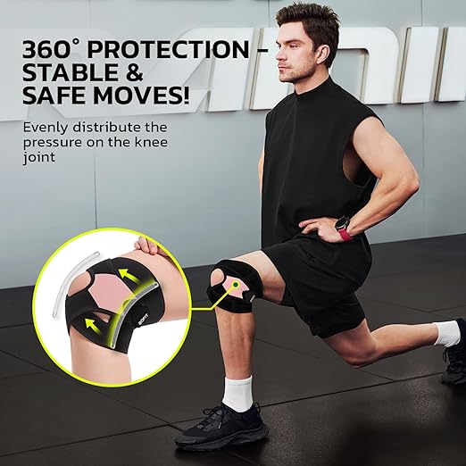 aoFIT Knee Brace for Men Women Knee Pain Meniscus Tear Arthritis Patella Dislocation Best Osteoarthritis Adjustable Compression with Memory Stabilizers for ACL MCL Breathable for Injury Recovery XL