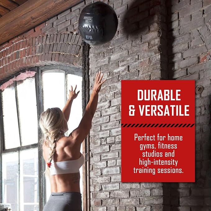 Fitness First Soft Wall Ball, 5-25 LBS, Durable Reinforced for Core Strength Building, Cardio