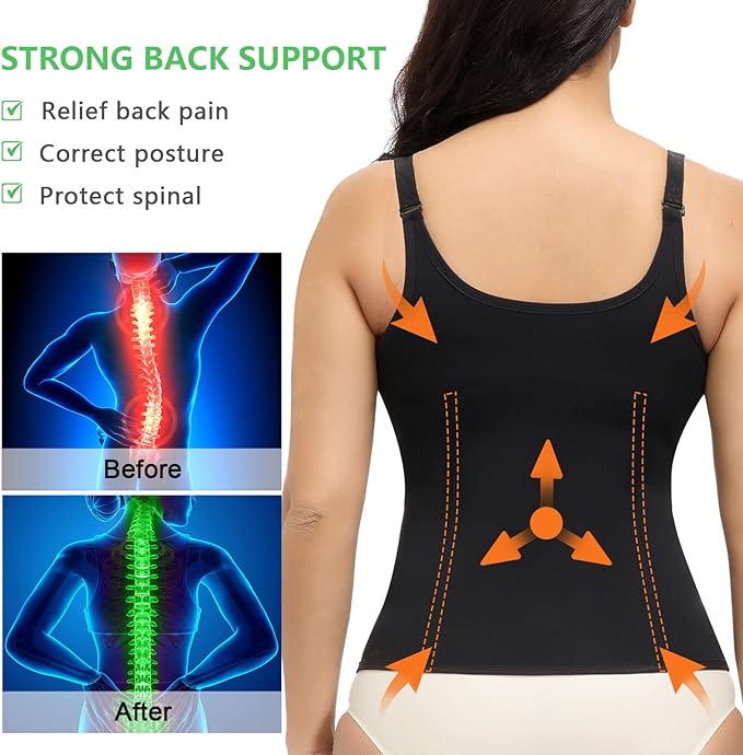 YADIFEN Waist Trainer for Women,Zipper Corset Body Shaper for Tummy Control Neoprene Cincher Sweat Sauna Vest Tank Top
