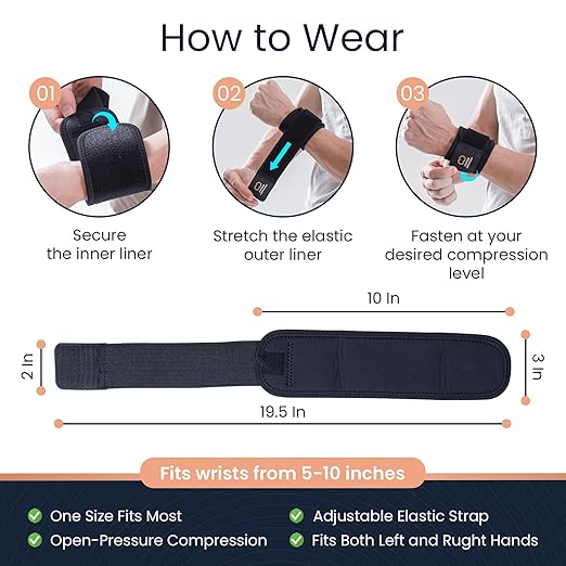 Copper Compression Wrist Wraps (2 Pack) – Adjustable Copper Infused Wrist Support for Weightlifting, Workouts, Injury Recovery, Carpal Tunnel, Tendonitis, and Pain Relief – Breathable and Comfortable Straps